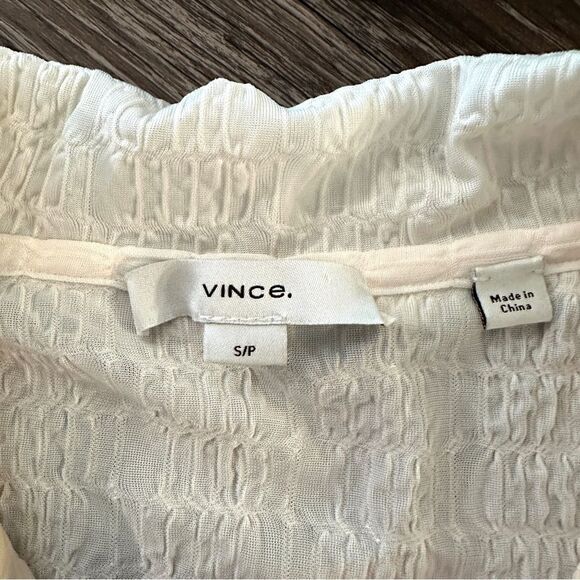 Vince Smocked Short-Sleeve Buttoned Top - Picture 2 of 6